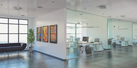 Großraumbüro - Bürogebäude - Bürofläche - Gewerbefläche - Immobilie - obrazy, fototapety, plakaty
