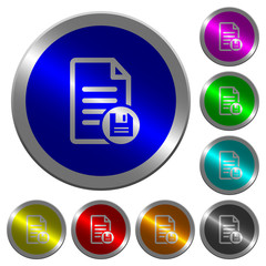 Save document luminous coin-like round color buttons