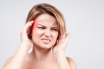 Fototapeta premium Woman having headache migraine