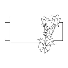 frame with decorative flowers icon over white background vector illustration