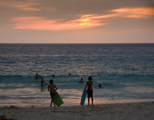 sunset boogie boarding