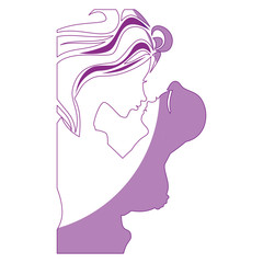 mother holding a baby icon over white background vector illustration