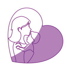 heart with mother and baby icon over white background vector illustration
