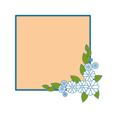 decorative frame with beautiful flowers icon over white background vector illustration