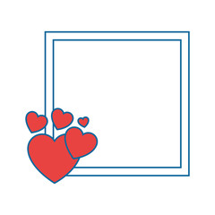 frame with decorative hearts icon over white background vector illustration