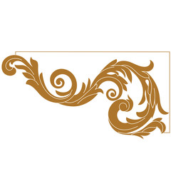 Golden vintage baroque ornament, corner. Retro pattern antique style acanthus. Decorative design element filigree calligraphy vector. - stock vector