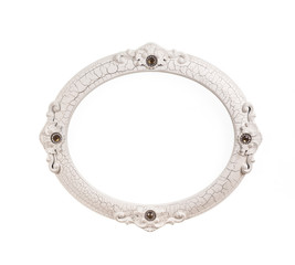 White, old, victorian, elegant, round frame with jewelery stones