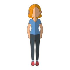 stand up women cartoon icon vector illustration graphic design