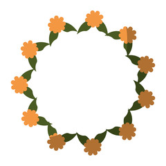 decorative frame of beautiful flowers in circle shape icon over white background colorful design vector illustration