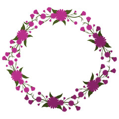 decorative frame of beautiful flowers in circle shape icon over white background colorful design vector illustration