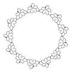 decorative frame of beautiful flowers in circle shape icon over white background vector illustration