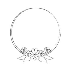 decorative frame with beautiful flowers icon over white background vector illustration