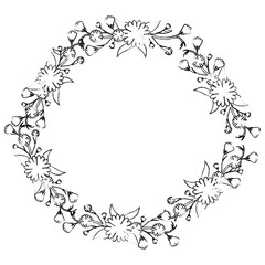 decorative frame of beautiful flowers in circle shape icon over white background vector illustration