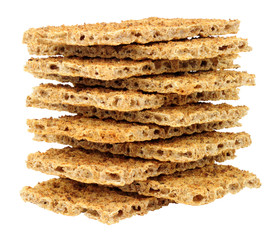 Rye crispbread portions isolated on a white background