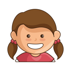 cartoon girl smiling icon over white background colorful design vector illustration