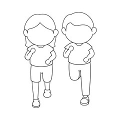 Fototapeta na wymiar cartoon boy and girl icon over white background vector illustration