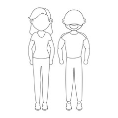 cartoon man and woman icon over white background vector illustration