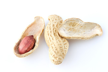 Peanut nut on white background