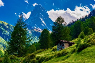 Fototapeta na wymiar Zermatt panorama, Swiss ski resort