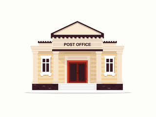 Post Office Building. Flat Design Style. 