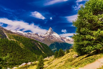Panorama on zermatt massif in switzerland