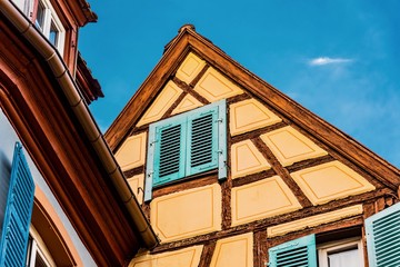 Panorama of the colorful town of France in the Alsace region Colmar