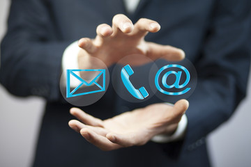 Businessman in his office using digital interface