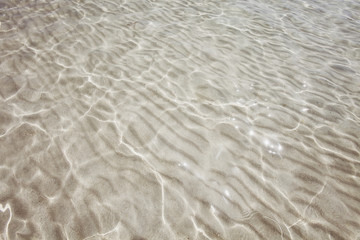 Fototapeta na wymiar Transparent sea water and white sandy bottom.