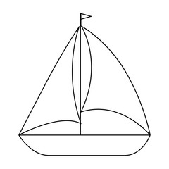 isolated black and white sailboat icon vector graphic illustration