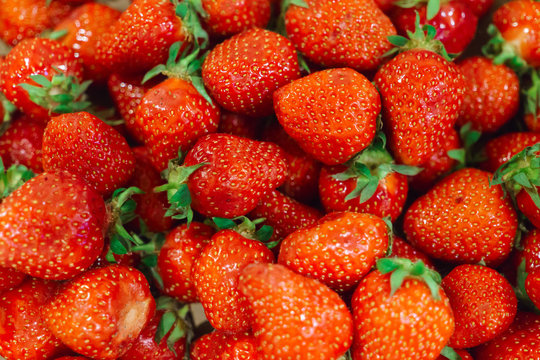 Fresh ripe strawberry in a box.
