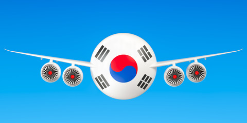 Fototapeta premium South Korea airlines and flying's concept. 3D rendering