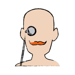 Obraz premium silhouette man portrait wear monocle vector illustration