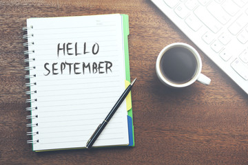 hello september text on page