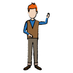 Obraz premium standing man character male people cartoon vector illustration