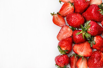 red juicy strawberry on a white background