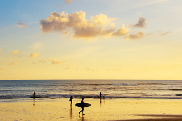 People on Bali island beach