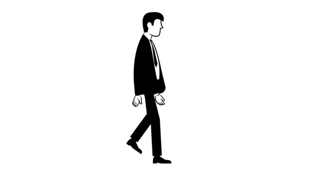 A walking businessman in a suit - options with a briefcase and without. Looped animation PNG + alpha channel.