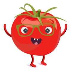 Tomato character or mascot isolated. Vector cartoon style illustration.