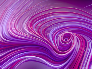 Interlacing abstract blue and pink curves. 3D rendering