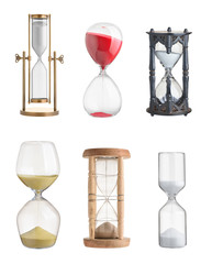 Set of hourglasses on isolated on white background