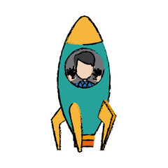 guy inside the rocket on launch of space startup concept vector illustration