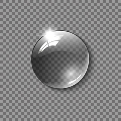 Realistic glass sphere, a drop of water on a transparent background, vector illustration.