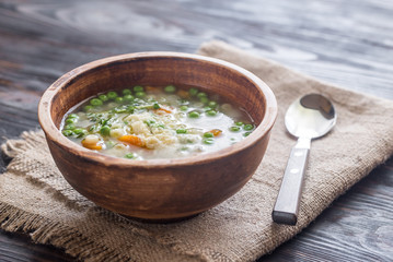 Italian chicken pasta soup with parmesan