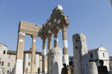 Ruins of the roman temple called Capitolium or Tempio Capitolino in Brescia in italy