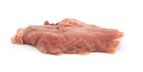 Pork loin boneless sliced is on a white background