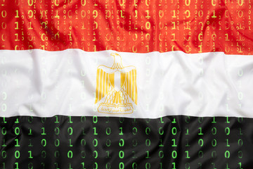 Binary code with Egypt flag, data protection concept