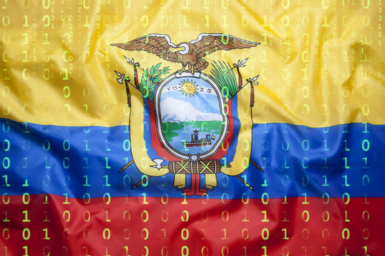 Binary code with Ecuador flag, data protection concept - Powered by Adobe