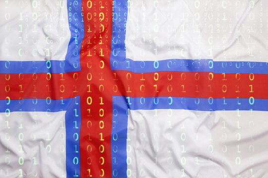 Binary code with Faroe Islands flag, data protection concept - Powered by Adobe