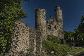 Fototapeta na wymiar Sukoslav castle with dark blue sky