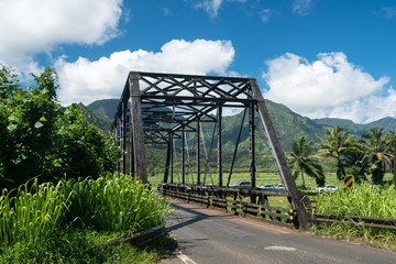Old metal girder bridge on road to Hanalei Kauai